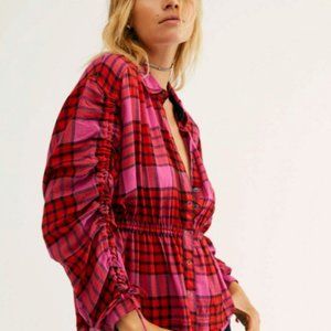 Free People Pacific Dawn Drawstring Top Blouse